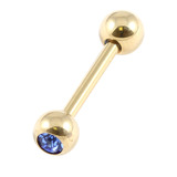 Zircon Steel Single Jewelled Micro Barbells (Gold colour PVD) 1.2mm, 8mm, 3mm, Sapphire