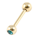 Zircon Steel Single Jewelled Micro Barbells (Gold colour PVD) 1.2mm, 8mm, 3mm, Turquoise