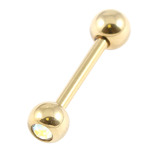 Zircon Steel Single Jewelled Micro Barbells (Gold colour PVD) 1.2mm, 10mm, 3mm, Crystal AB
