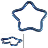 Titanium Coated Steel Continuous Star Twist Rings 1.2mm, 10mm, Blue