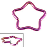 Titanium Coated Steel Continuous Star Twist Rings 1.2mm, 10mm, Purple
