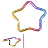 Titanium Coated Steel Continuous Star Twist Rings 1.2mm, 10mm, Rainbow