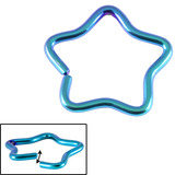 Titanium Coated Steel Continuous Star Twist Rings 1.2mm, 10mm, Turquoise