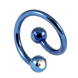 Titanium Double Jewelled Spirals 1.6mm (Coloured metal) 8mm, Blue, Crystal AB