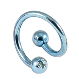Titanium Double Jewelled Spirals 1.6mm (Coloured metal) 8mm, Ice Blue, Light Blue