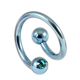 Titanium Double Jewelled Spirals 1.6mm (Coloured metal) 8mm, Ice Blue, Turquoise
