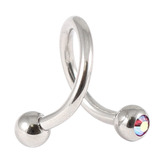 Titanium Double Jewelled Spirals 1.6mm (Mirror Polish) 8mm, Mirror Polish, Rose AB