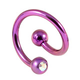 Titanium Double Jewelled Spirals 1.6mm (Coloured metal) 8mm, Purple, Crystal AB