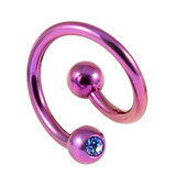 Titanium Double Jewelled Spirals 1.6mm (Coloured metal) 8mm, Purple, Sapphire Blue