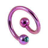 Titanium Double Jewelled Spirals 1.6mm (Coloured metal) 8mm, Purple, Turquoise