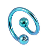 Titanium Double Jewelled Spirals 1.6mm (Coloured metal) 8mm, Turquoise, Light Blue