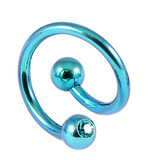 Titanium Double Jewelled Spirals 1.6mm (Coloured metal) 8mm, Turquoise, Turquoise