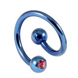 Titanium Double Jewelled Spirals 1.6mm (Coloured metal) 10mm, Blue, Pink