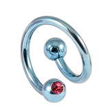 Titanium Double Jewelled Spirals 1.6mm (Coloured metal) 10mm, Ice Blue, Pink