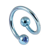 Titanium Double Jewelled Spirals 1.6mm (Coloured metal) 12mm, Ice Blue, Sapphire Blue