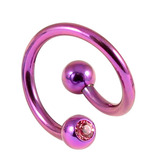 Titanium Double Jewelled Spirals 1.6mm (Coloured metal) 12mm, Purple, Pink