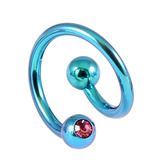 Titanium Double Jewelled Spirals 1.6mm (Coloured metal) 12mm, Turquoise, Pink