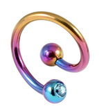 Titanium Double Jewelled Spirals 1.6mm (Coloured metal) 8mm, Rainbow, Light Blue