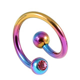 Titanium Double Jewelled Spirals 1.6mm (Coloured metal) 8mm, Rainbow, Pink