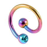 Titanium Double Jewelled Spirals 1.6mm (Coloured metal) 8mm, Rainbow, Turquoise