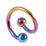 Titanium Double Jewelled Spirals 1.6mm (Coloured metal) 12mm, Rainbow, Sapphire Blue