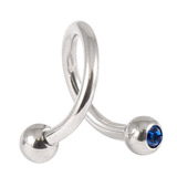 Titanium Double Jewelled Spirals 1.2mm (Mirror Polish) 8mm, Mirror Polish, Capri Blue