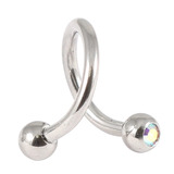 Titanium Double Jewelled Spirals 1.2mm (Mirror Polish) 8mm, Mirror Polish, Crystal AB