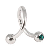 Titanium Double Jewelled Spirals 1.2mm (Mirror Polish) 8mm, Mirror Polish, Dark Green