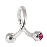 Titanium Double Jewelled Spirals 1.2mm (Mirror Polish) 8mm, Mirror Polish, Fuchsia