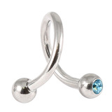Titanium Double Jewelled Spirals 1.2mm (Mirror Polish) 8mm, Mirror Polish, Light Blue