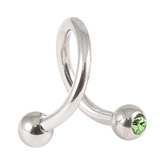 Titanium Double Jewelled Spirals 1.2mm (Mirror Polish) 8mm, Mirror Polish, Light Green