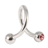 Titanium Double Jewelled Spirals 1.2mm (Mirror Polish) 8mm, Mirror Polish, Light Pink
