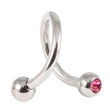 Titanium Double Jewelled Spirals 1.2mm (Mirror Polish) 8mm, Mirror Polish, Pink