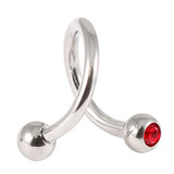Titanium Double Jewelled Spirals 1.2mm (Mirror Polish) 8mm, Mirror Polish, Red