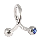 Titanium Double Jewelled Spirals 1.2mm (Mirror Polish) 8mm, Mirror Polish, Sapphire