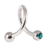 Titanium Double Jewelled Spirals 1.2mm (Mirror Polish) 8mm, Mirror Polish, Turquoise