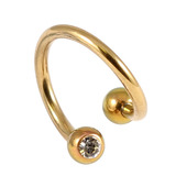 Titanium Double Jewelled Spirals 1.2mm (Coloured metal) 10mm, Gold, Crystal Clear