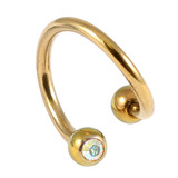Titanium Double Jewelled Spirals 1.2mm (Coloured metal) 10mm, Gold, Crystal AB