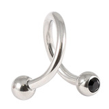 Titanium Double Jewelled Spirals 1.2mm (Mirror Polish) 10mm, Mirror Polish, Jet Black