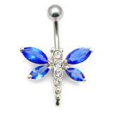 Belly Bar - Dragonfly (XA4) 1.6mm, 8mm, Sapphire Blue
