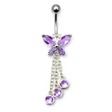 Belly Bar - Butterfly (XA86) 1.6mm, 8mm, Purple