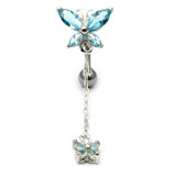 Belly Bar - Butterfly (XA88) 1.6mm, 8mm, Light Blue