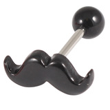 Acrylic Moustache Tongue Barbell 1.6x10mm / 5 / Black