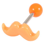 Acrylic Moustache Tongue Barbell 1.6x14mm (most popular) / 5 / Orange