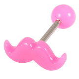Acrylic Moustache Tongue Barbell 1.6x14mm (most popular) / 5 / Pink