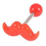 Acrylic Moustache Tongue Barbell 1.6x14mm (most popular) / 5 / Red