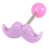 Acrylic Moustache Tongue Barbell 1.6x16mm / 5 / Purple