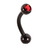 Black Steel Double Jewelled Micro Curved Barbell 1.2mm 6mm, Red - alternative image