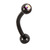 Black Steel Double Jewelled Micro Curved Barbell 1.2mm 8mm, Crystal Clear - alternative image