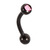 Black Steel Single Jewelled Micro Curved Barbell 1.2mm 6mm, Pink - alternative image